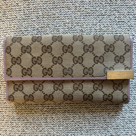 Gucci Canvas Signature Lilac Purple Long Wallet 231099-2149 - Picture 1 of 14